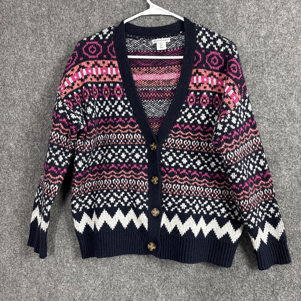 Cupcakes and Cashmere Sweater Womens Size S Cardigan Fair Isle Winter Staple